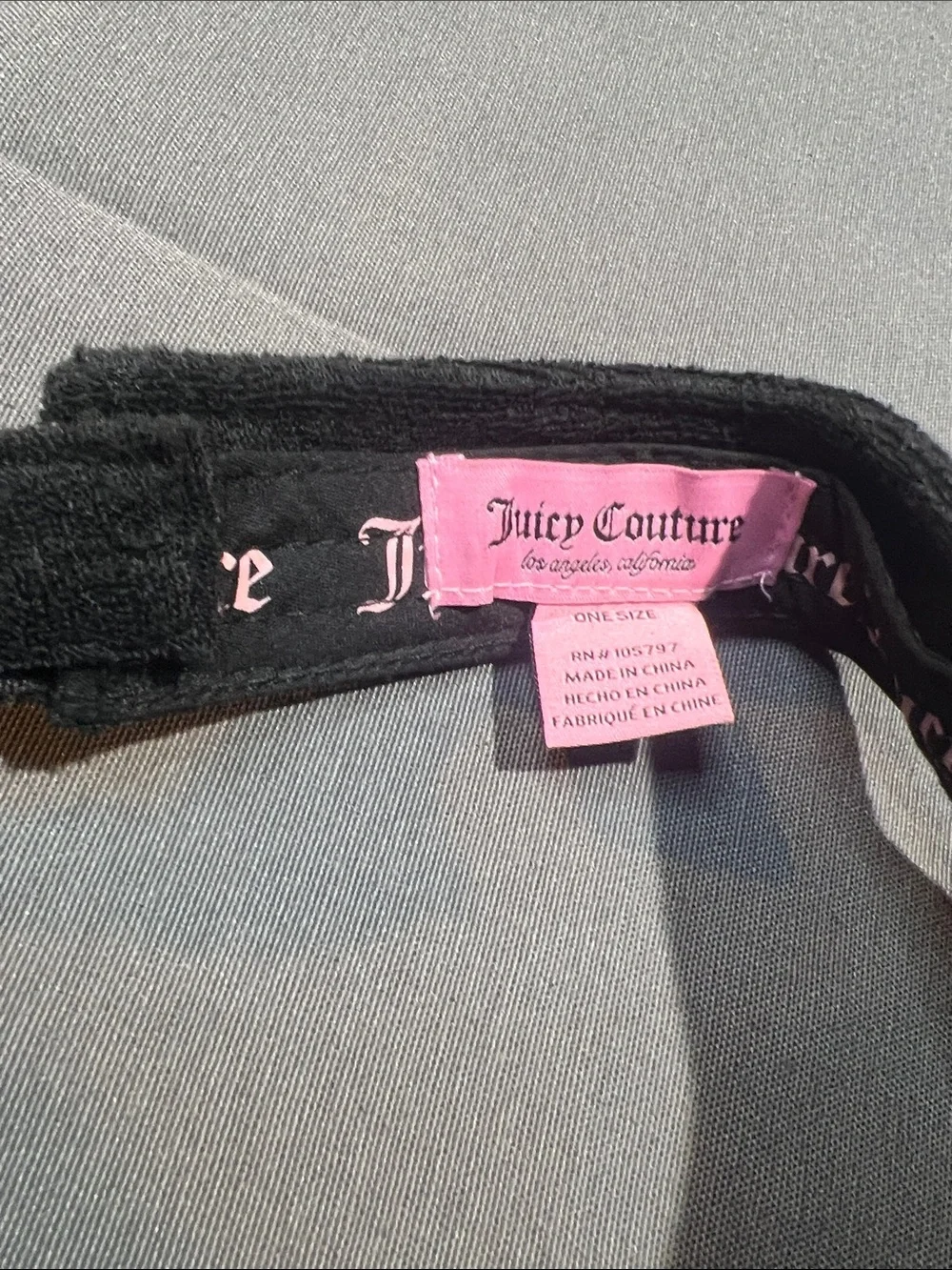 Juicy Couture Black Terry Rhinestone Logo Kids Visor